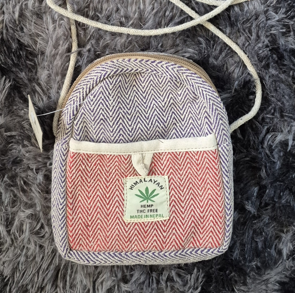 KATHMANDU IMPORTS made in Nepal THC FREE HEMP SMALL CROSSBODY BAG NWT